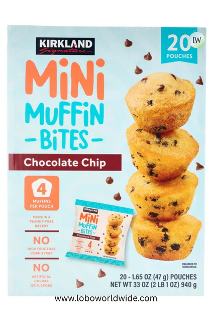 Kirkland Signature Mini Muffin Bites, Chocolate Chip, 1.65 oz, 20-count
