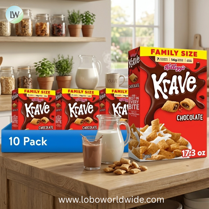 Kellogg's Krave Breakfast Cereal, Kids Cereal, Family Breakfast, Family Size, Chocolate, 17.3oz Box (1 Box)