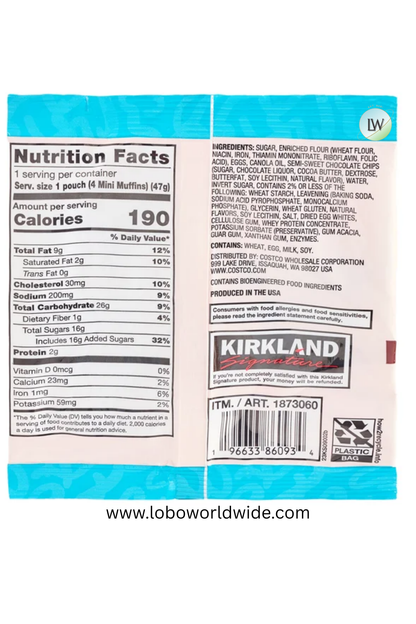 Kirkland Signature Mini Muffin Bites, Chocolate Chip, 1.65 oz, 20-count