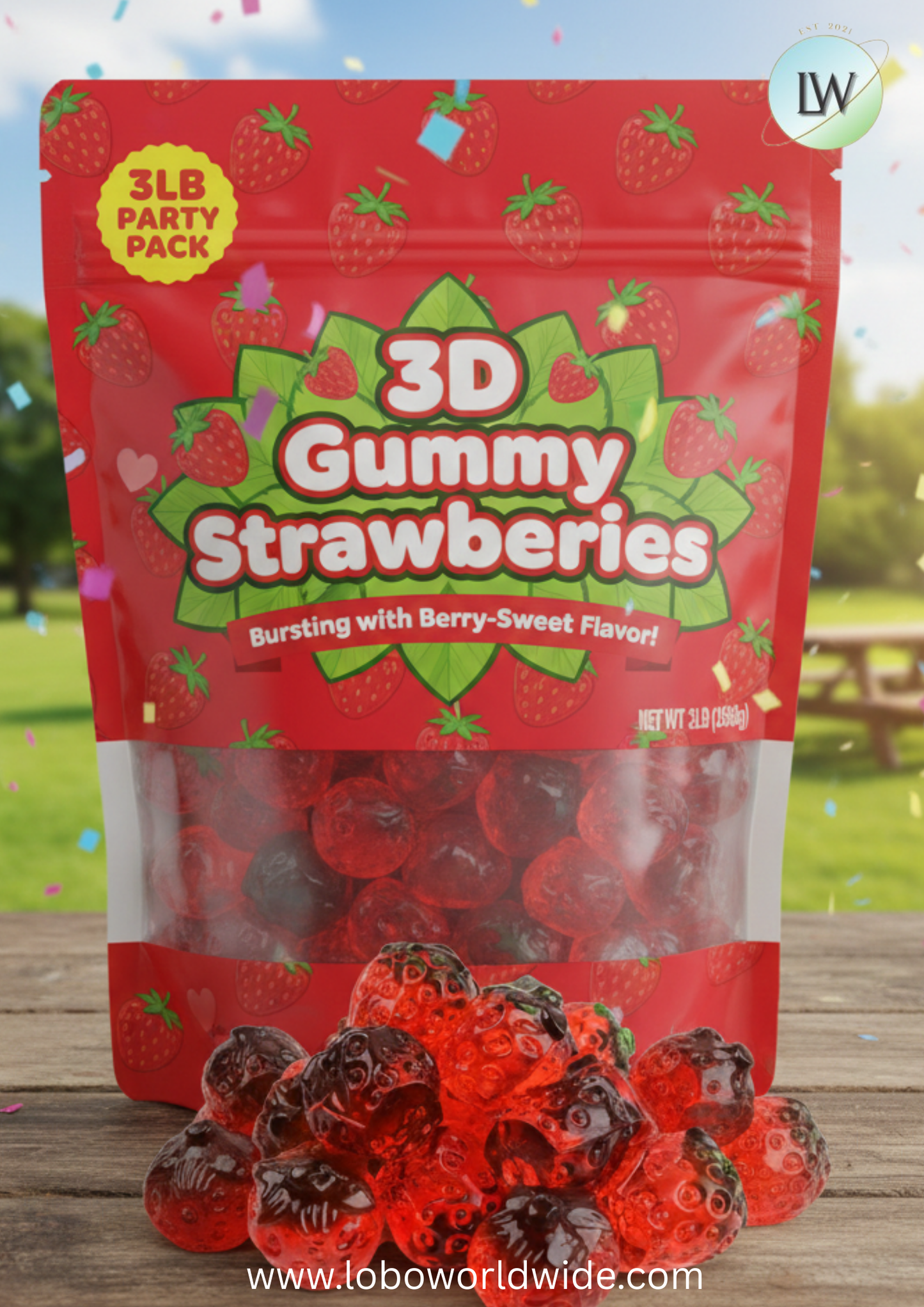 3D Gummy Strawberries(Various Sizes)