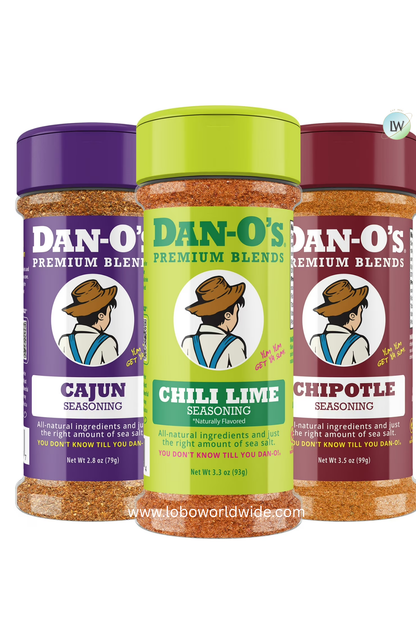 Dan-O's Seasoning - Small 3 Bottle Combo - Cajun, Chipotle, & Chili Lime