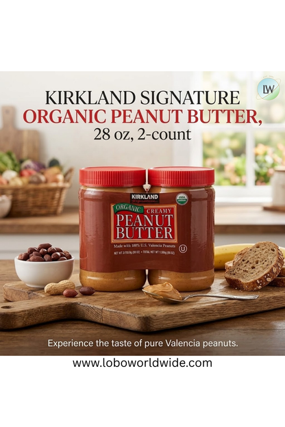 Kirkland Signature Organic Peanut Butter, 28 oz, 2-count