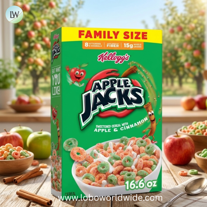 Kellogg's Apple Jacks Original Cold Breakfast Cereal, 8 Vitamins and Minerals, 32.1 oz
