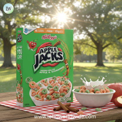 Kellogg's Apple Jacks Original Cold Breakfast Cereal, 8 Vitamins and Minerals, 32.1 oz