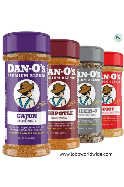 Dan-O's Seasoning - Small 4 bottle Combo - Chipotle, Cajun, Preem-O® & Spicy