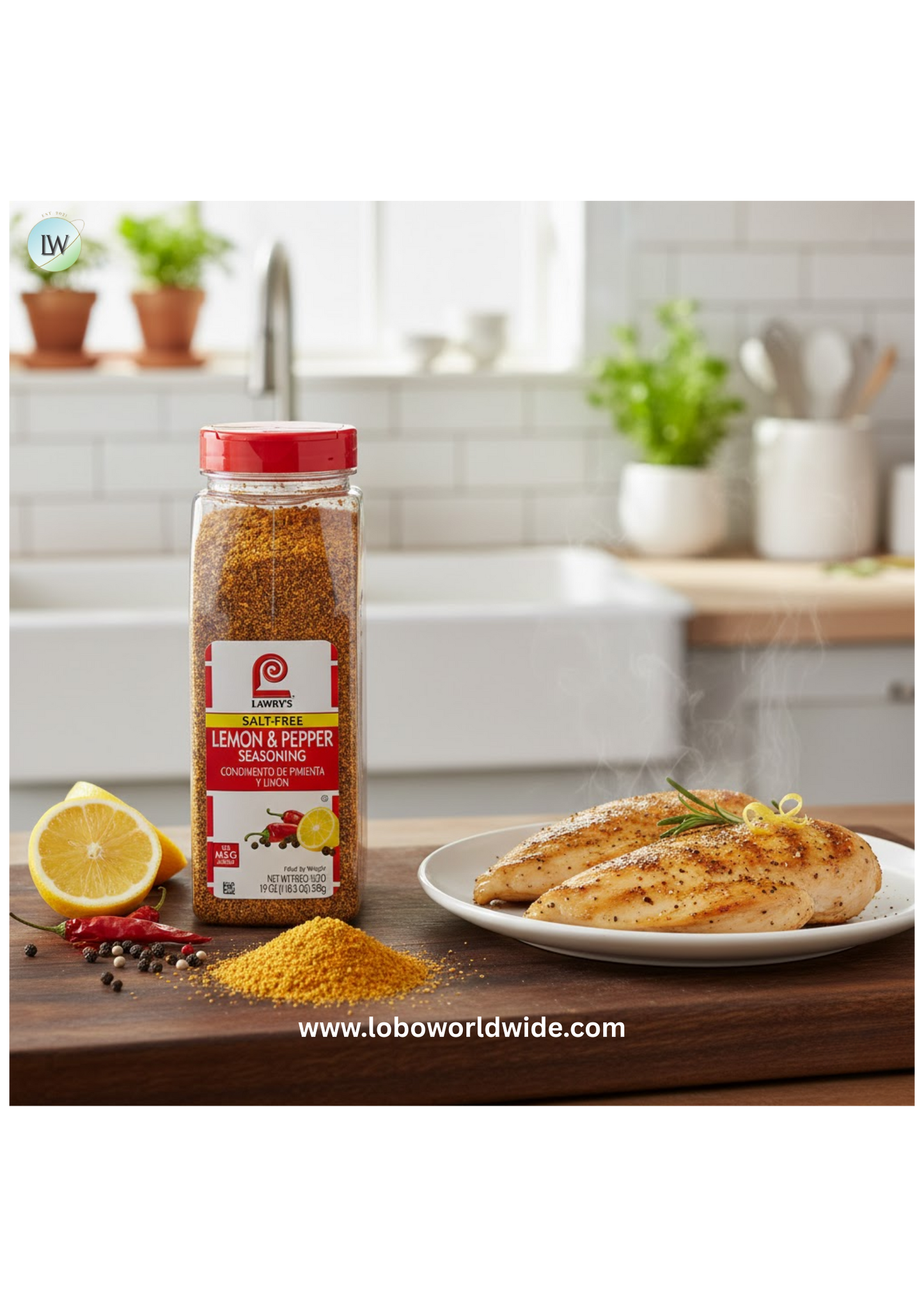 Lawry's 19 oz. Salt-Free Lemon and Pepper Seasoning