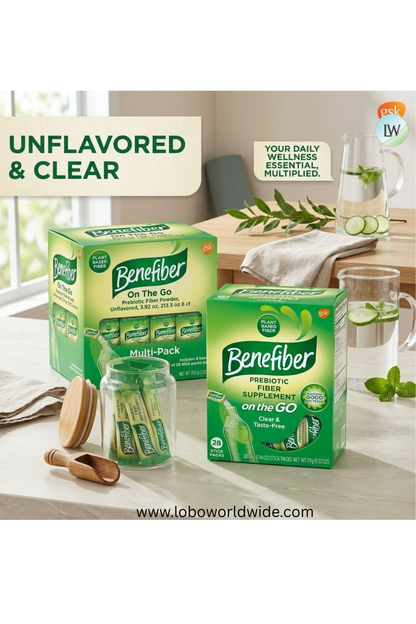 Benefiber On The Go Prebiotic Fiber Powder, Unflavored, 3.92 oz, 213.5 oz 8 ct.
