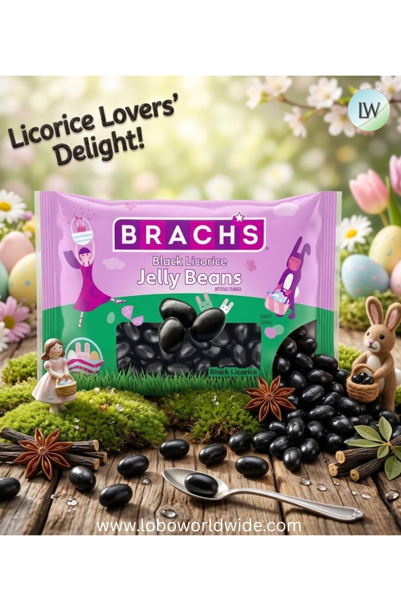 Brach's Black Licorice Jelly Beans, Easter Candy, 7oz - Pack of 3