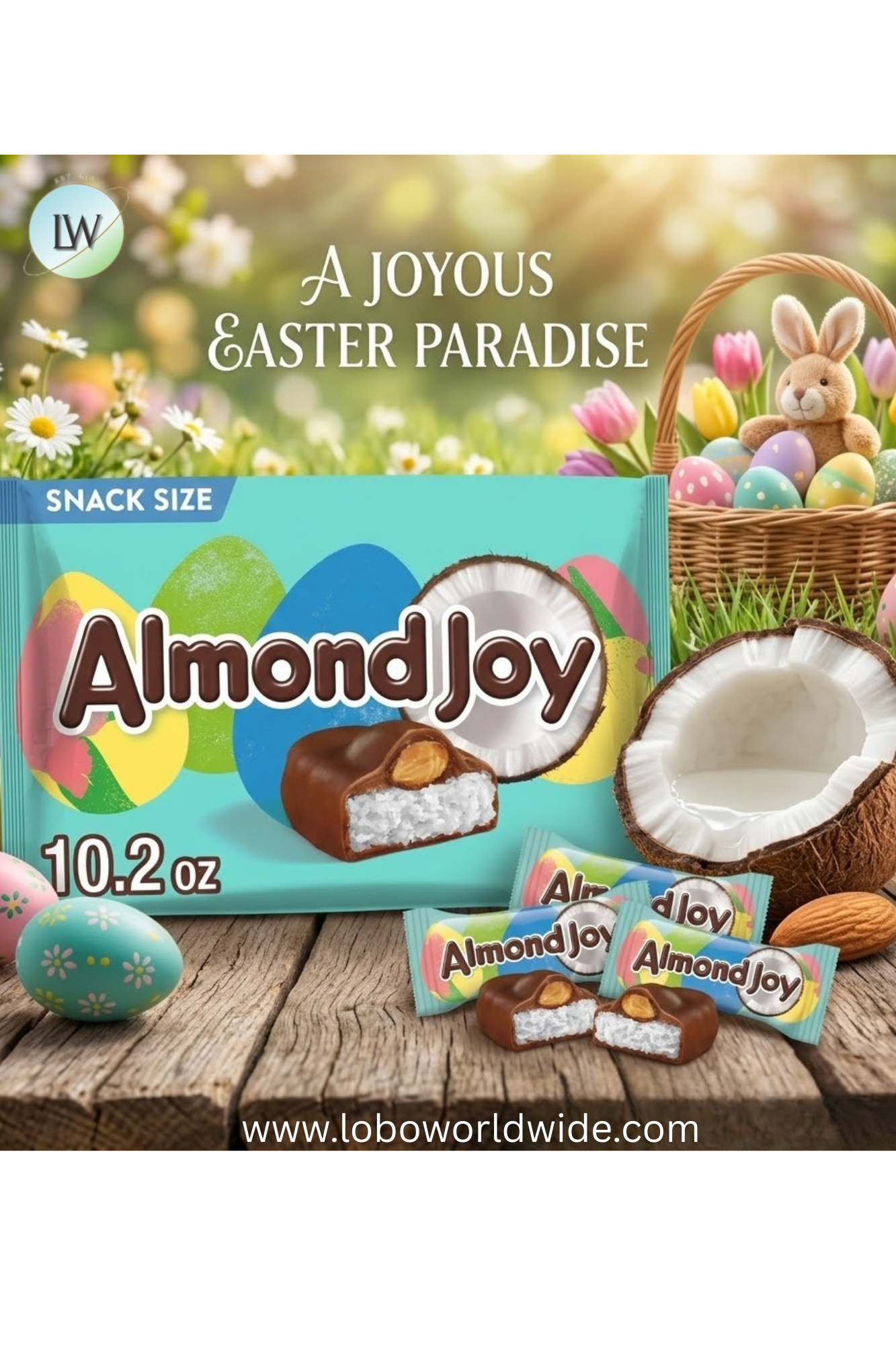 Almond Joy Coconut and Almond Chocolate Snack Size Easter Candy, Bag 10.2 oz