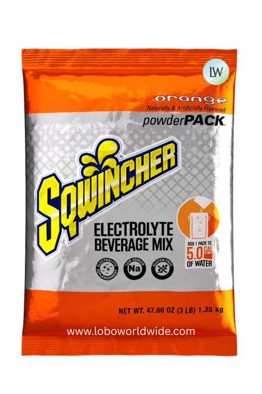 Sqwincher Powder Pack Bag Electrolyte Drink, Orange Flavor, Case of 16