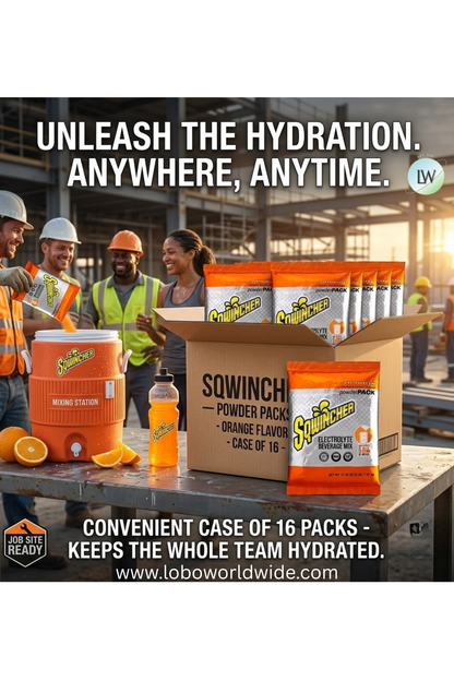 Sqwincher Powder Pack Bag Electrolyte Drink, Orange Flavor, Case of 16