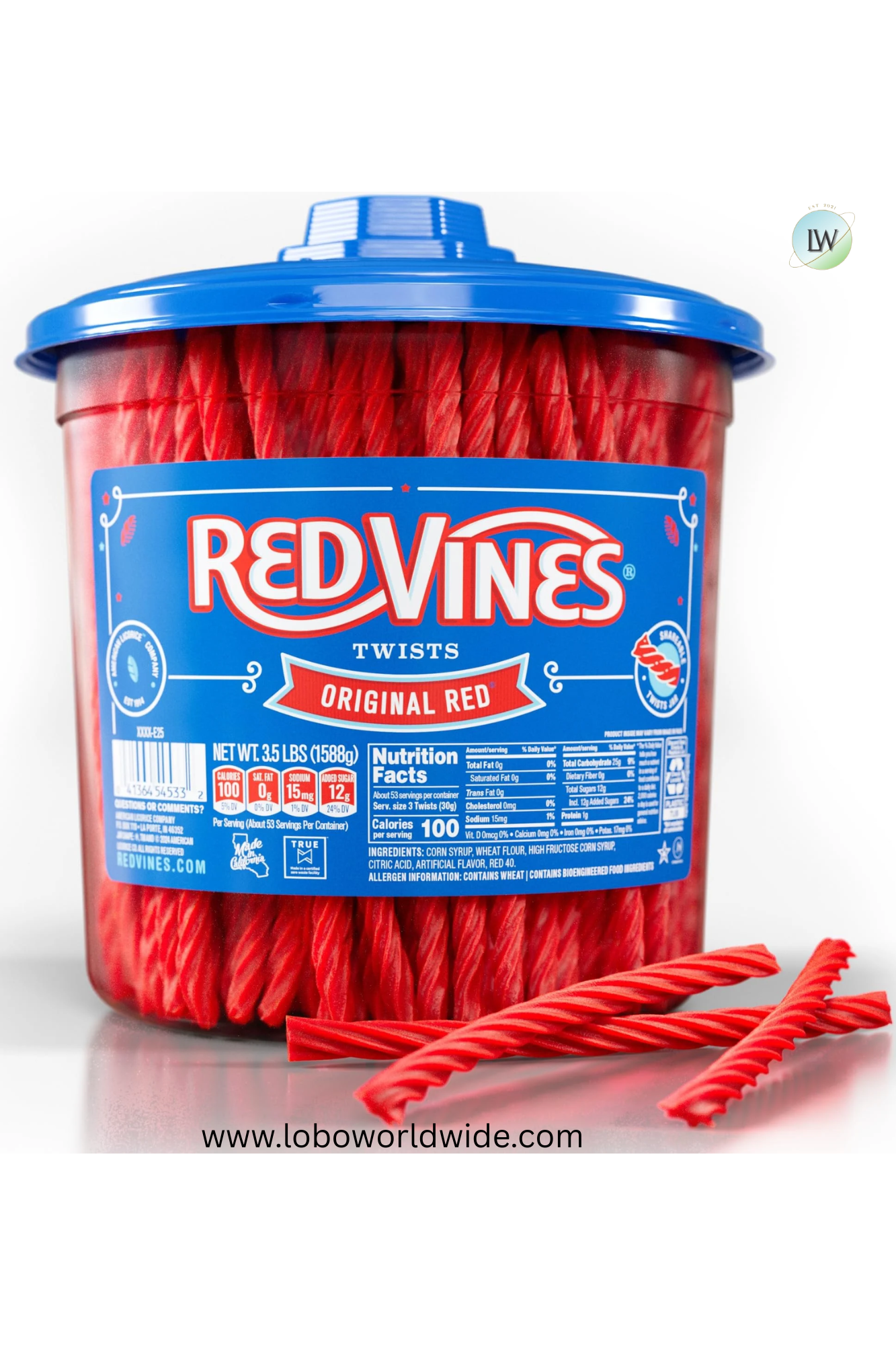 Original Red Vines Red Licorice Twists Jar - 3.5lb