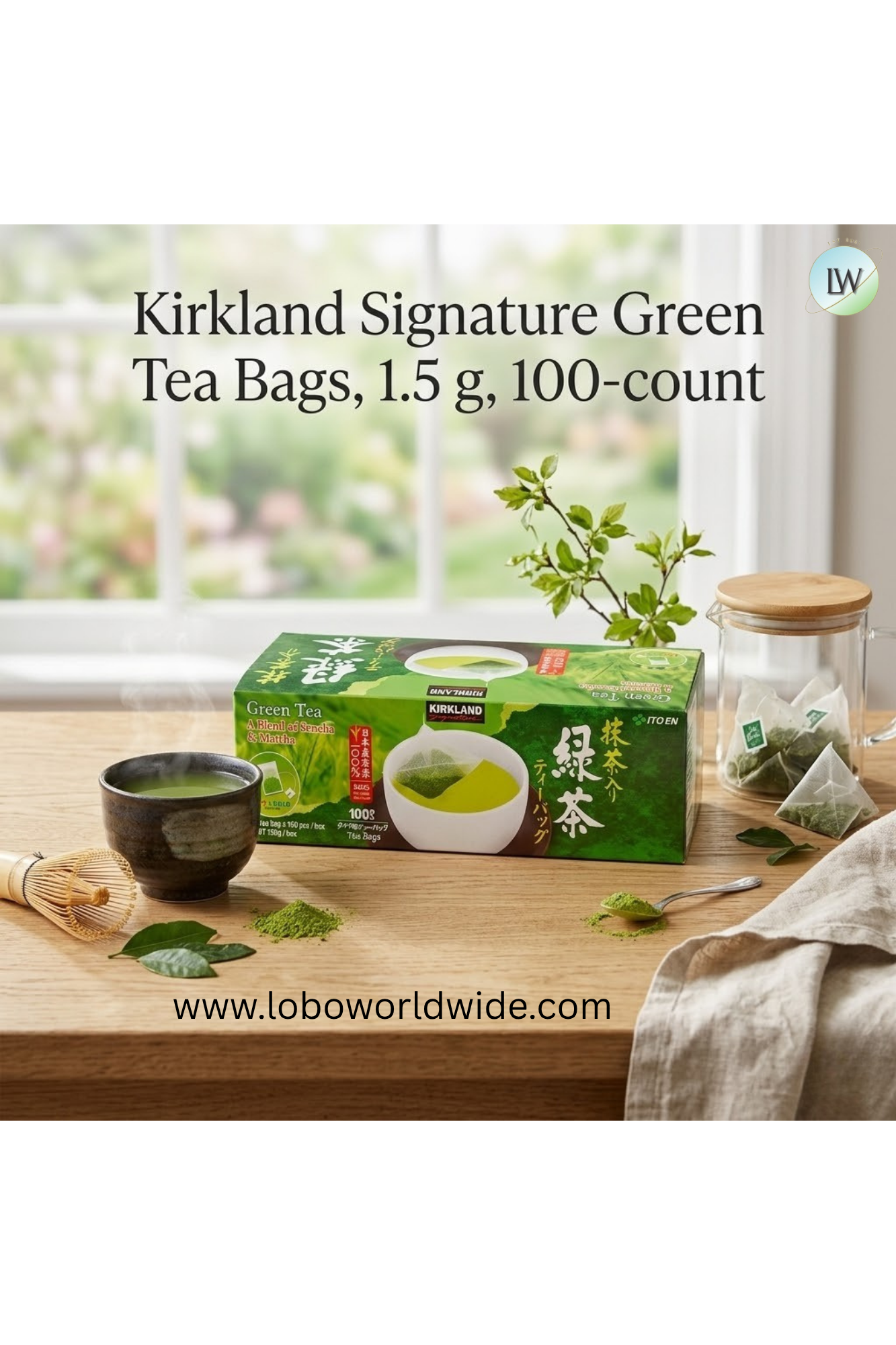 Kirkland Signature Green Tea Bags, 1.5 g, 100-count
