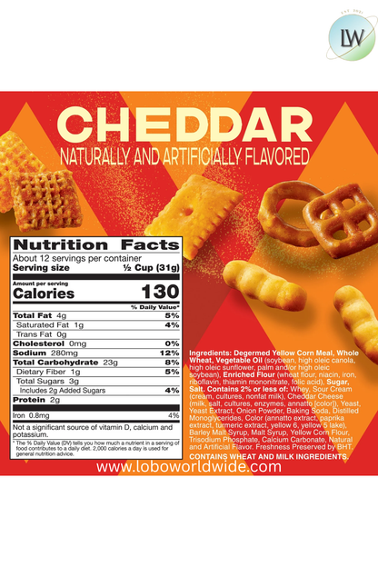 Chex Mix Cheddar Snack Mix, Savory Snack Bag, Family Size, 13.5 oz(Various Sizes)