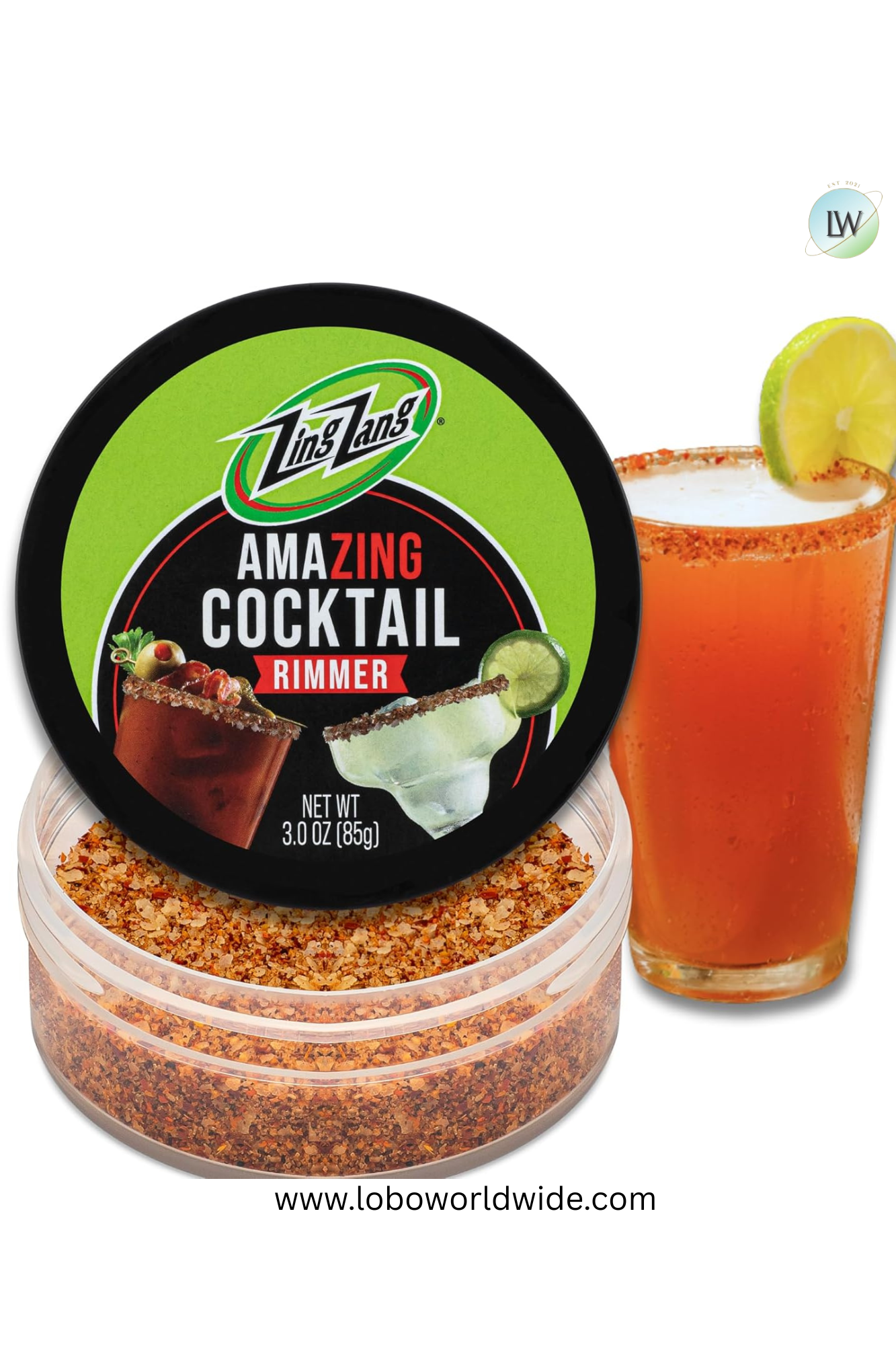 Zing Zang Cocktail Salt Rimmer, Glass Rimming Salt for Cocktails, Bold Bloody Mary Flavor, 3 oz (Pack of 1)