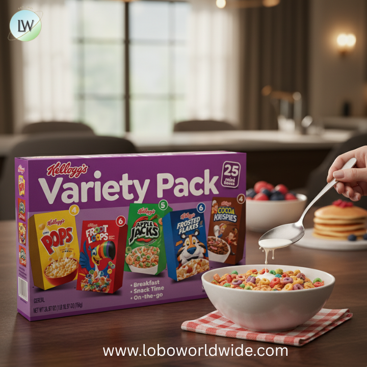 Kellogg's Cold Breakfast Cereal Single Serve Kids Snacks Variety Pack, 25 pk.