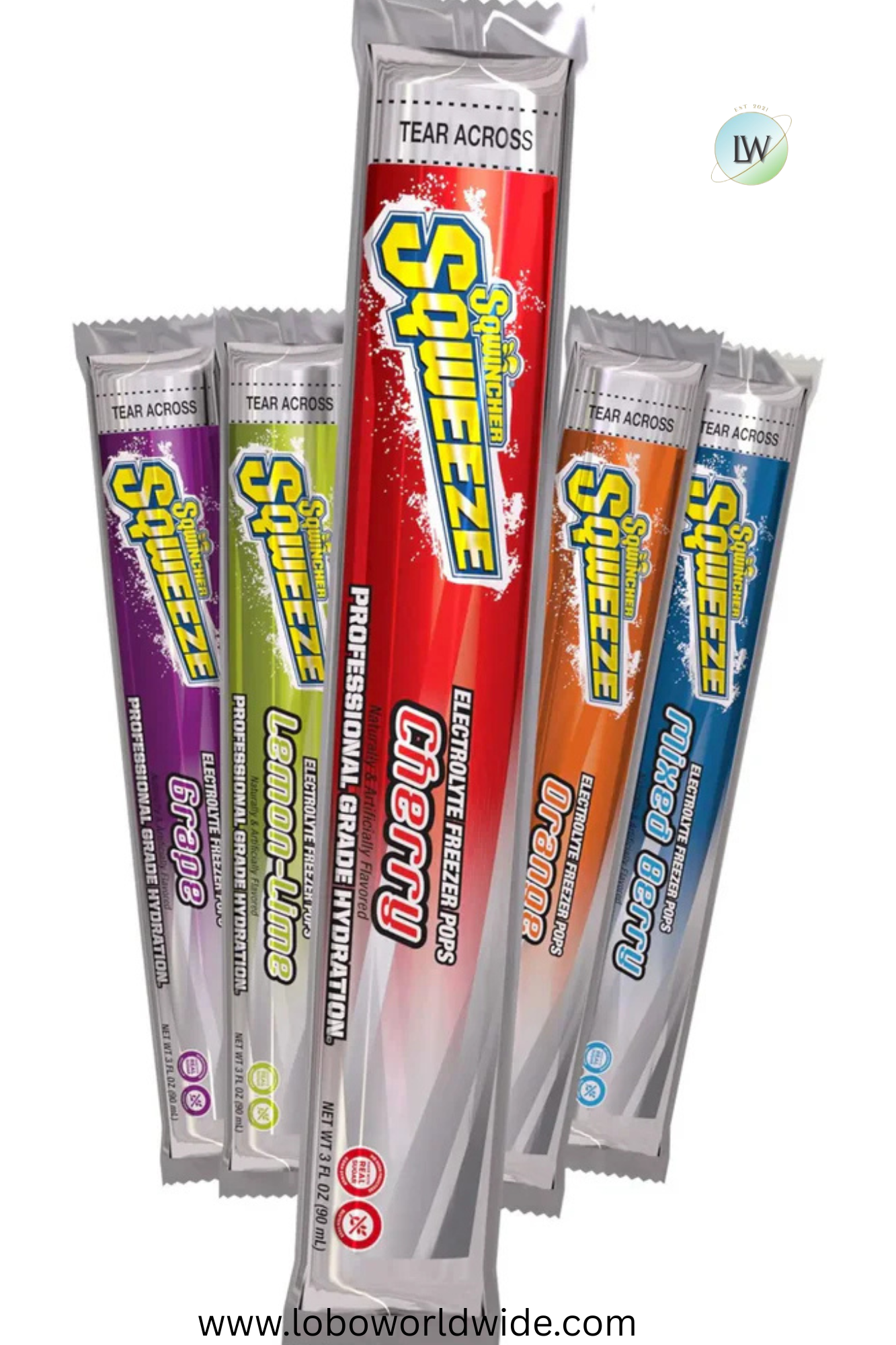 Sqwincher Sqweeze Freezer Pops Assorted Flavors, 3 Ounce Tube, Pack of 10, Case of 15 Packs