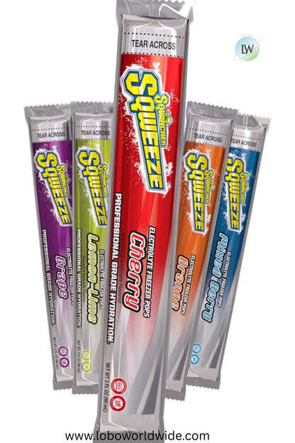 Sqwincher Sqweeze Freezer Pops Assorted Flavors, 3 Ounce Tube, Pack of 10, Case of 15 Packs