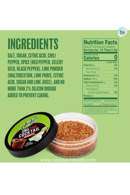 Zing Zang Cocktail Salt Rimmer, Glass Rimming Salt for Cocktails, Bold Bloody Mary Flavor, 3 oz (Pack of 1)