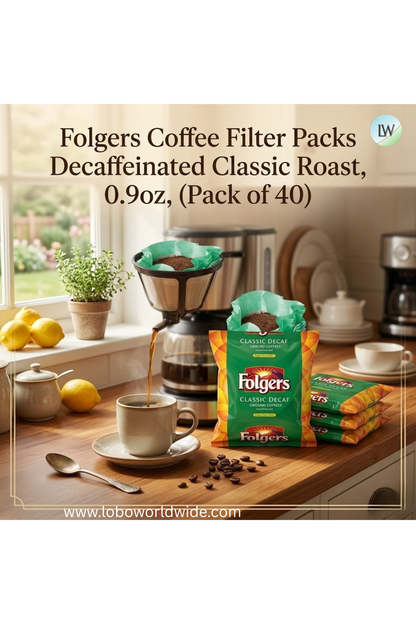 Folgers Coffee Filter Packs Decaffeinated Classic Roast, 0.9oz, (Pack of 40)