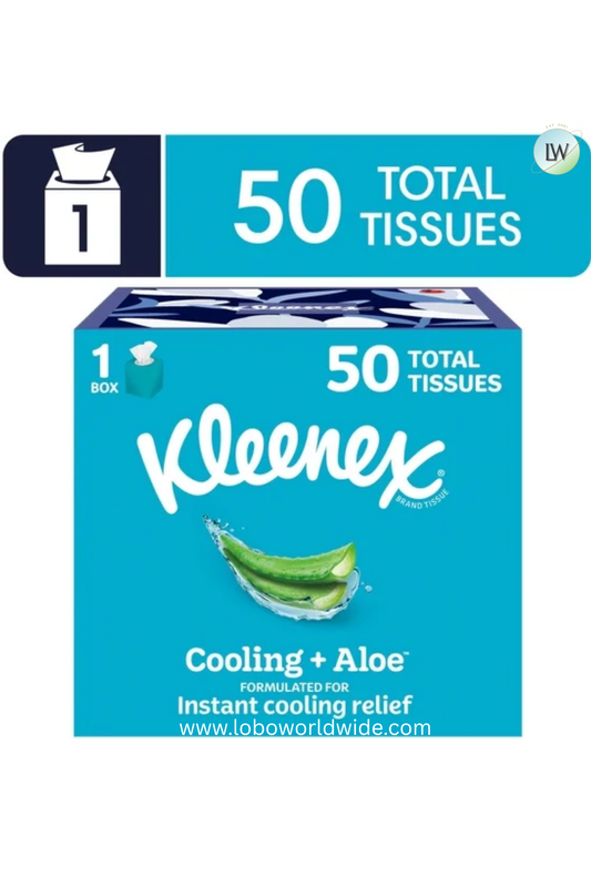 Kleenex Cooling Aloe Facial Tissues, 2-Ply, 50 Tissues, 1 Cube Box