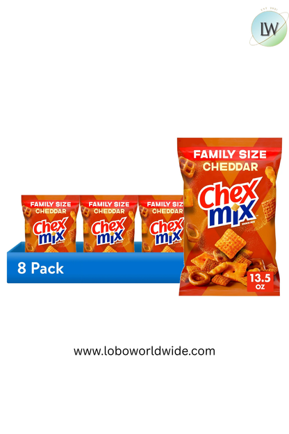 Chex Mix Cheddar Snack Mix, Savory Snack Bag, Family Size, 13.5 oz(Various Sizes)