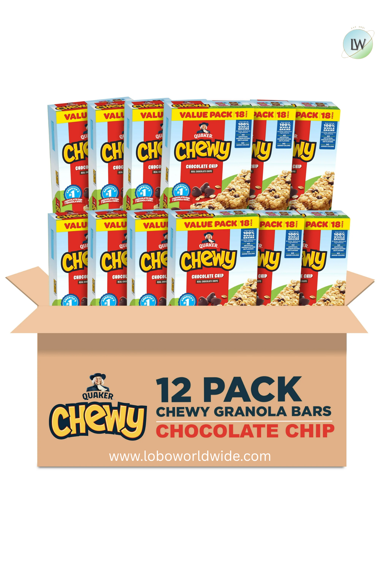 Quaker Chewy Chocolate Chip Granola Bars 18 Count, 0.84 oz Bars