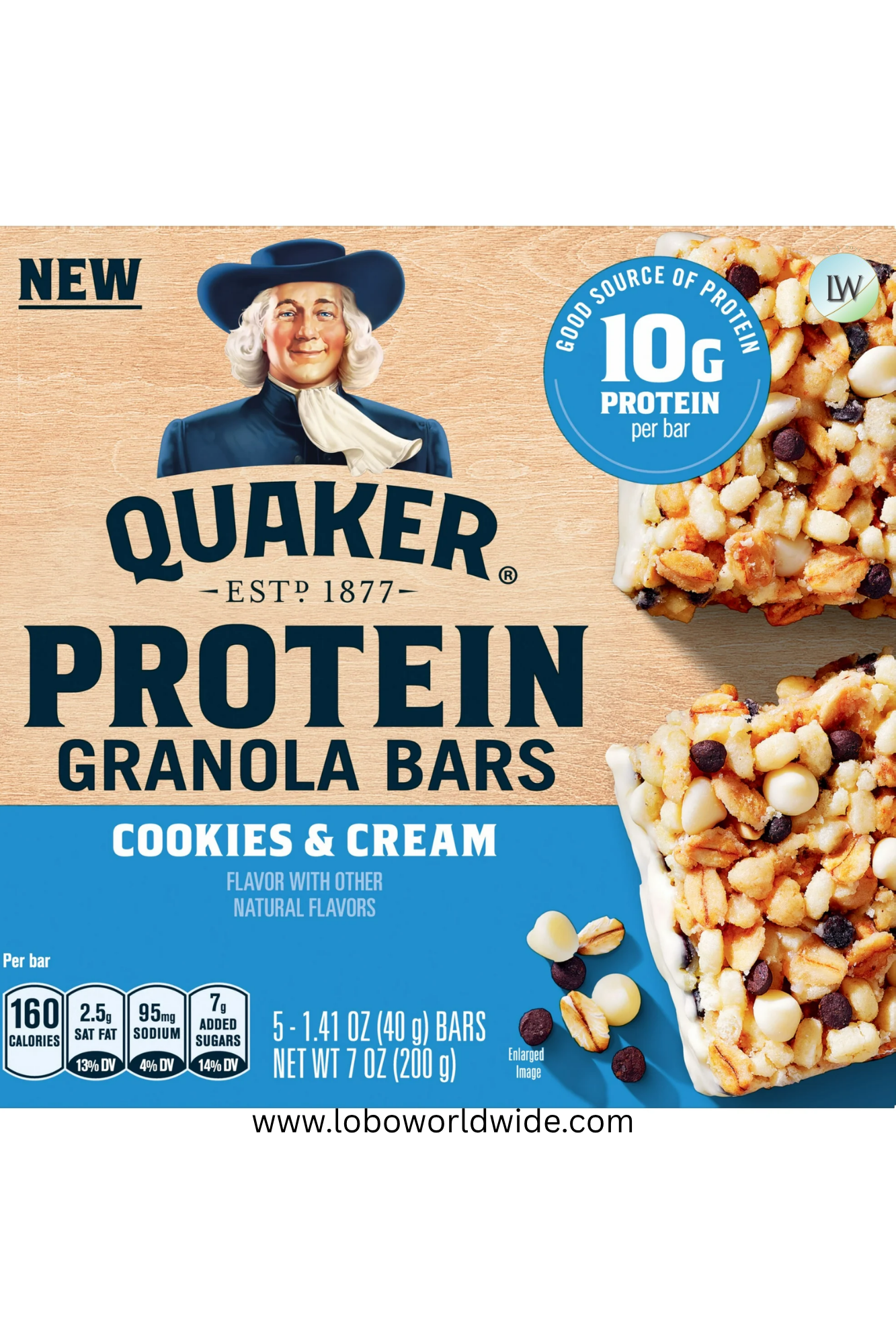 Quaker Protein Granola Bars, Cookies & Cream, 1.41 oz, 5 Count