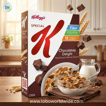 Kellogg's Special K Chocolatey Delight Breakfast Cereal, Good Source of Fiber, Large Size, 15.5OZ