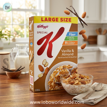 Kellogg's Special K Vanilla and Almond Breakfast Cereal, Good Source of Fiber, Large Size, 16.1 oz