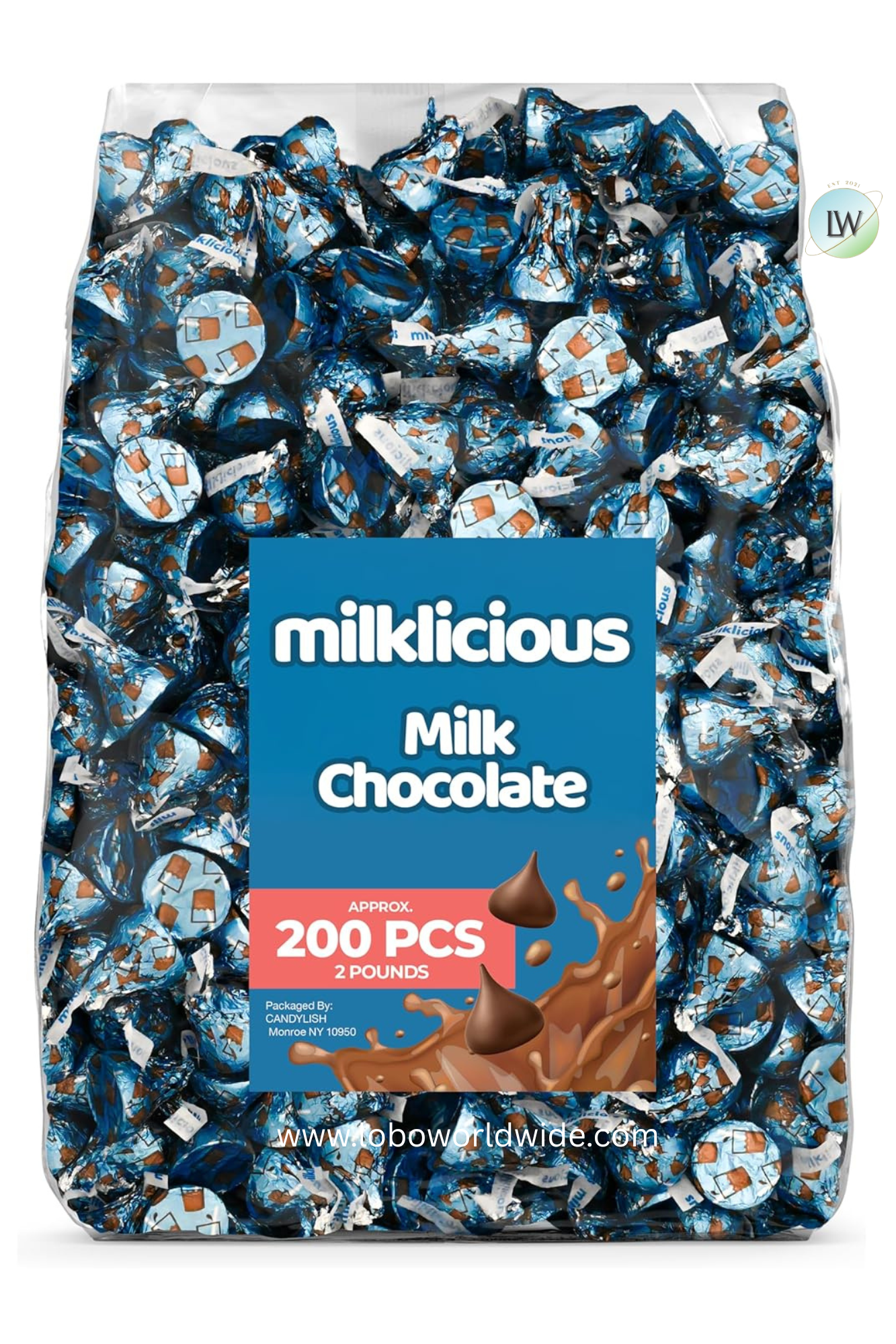 Milklicious Milk Chocolate, 2 LB Pack, Approx. 200 Pieces - Individually Wrapped, Bulk Candy for Parties and Gifts