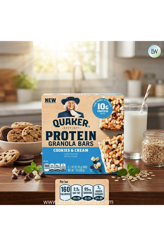 Quaker Protein Granola Bars, Cookies & Cream, 1.41 oz, 5 Count
