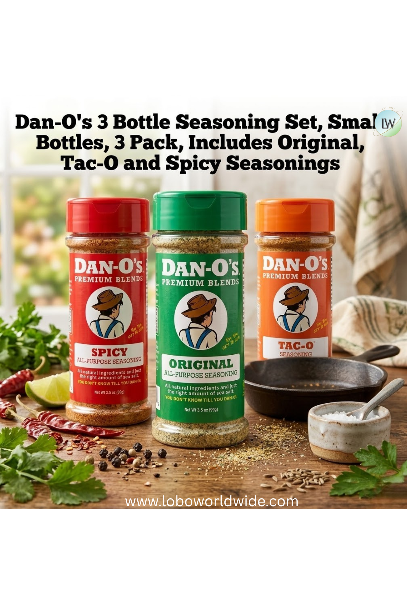 Dan-O's, 3 Bottle Seasoning Set (Variety Pack)