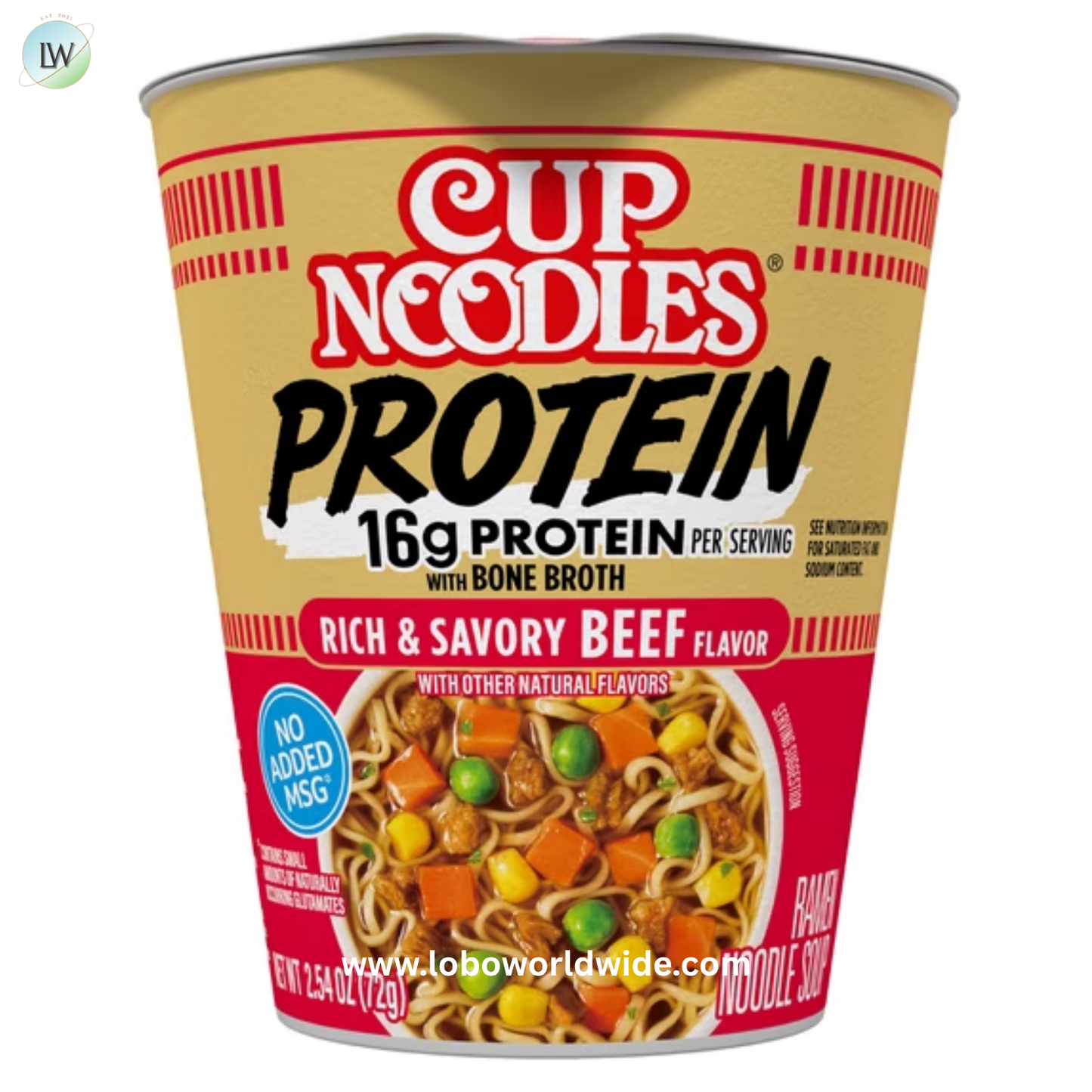 Nissin Cup Noodles Protein Ramen, Bone Broth, 16g Protein, 2.54 Ounce Cup