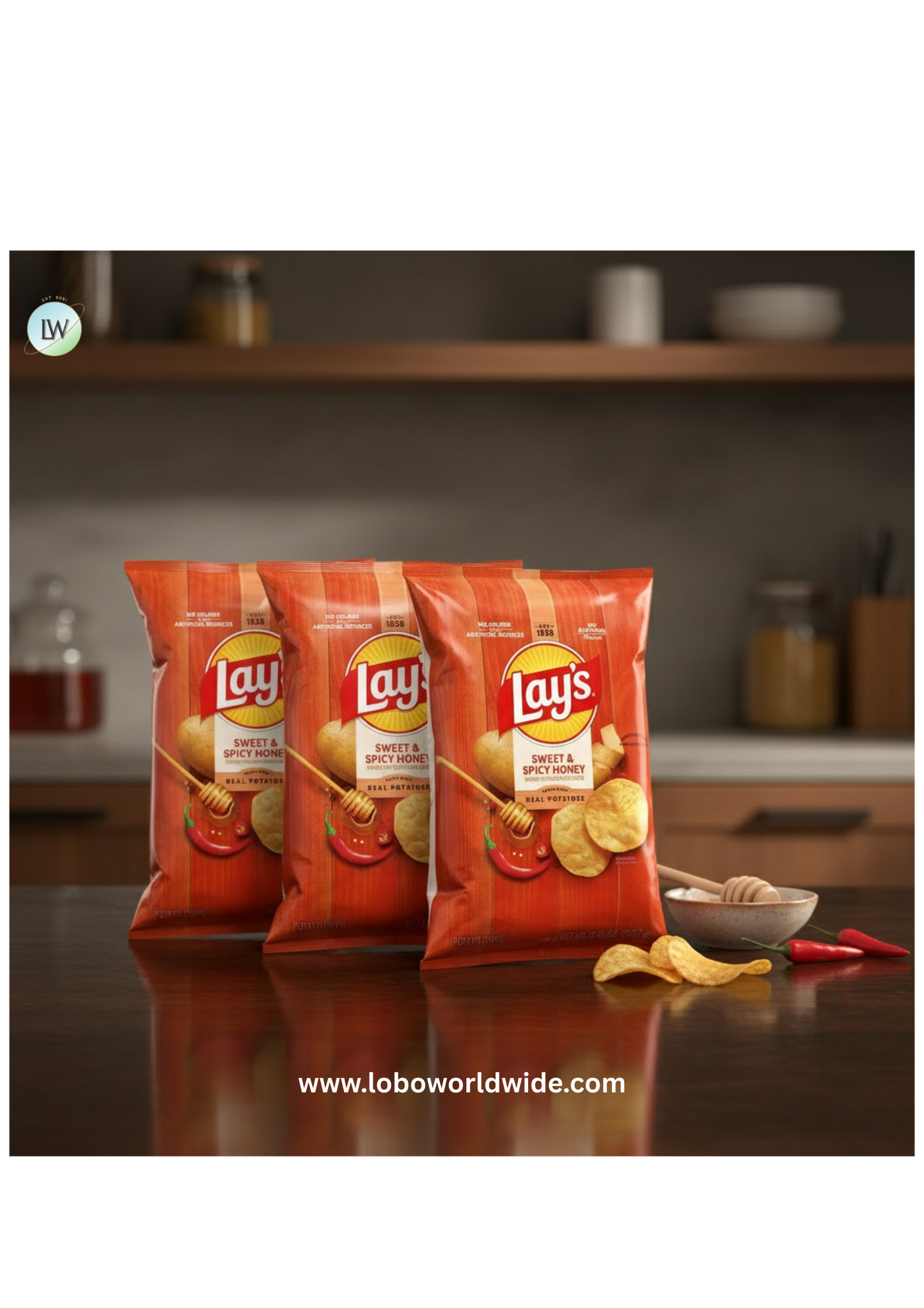 (3 pack) Lay's Potato Chips Sweet and Spicy Honey 7.75 oz, Bag
