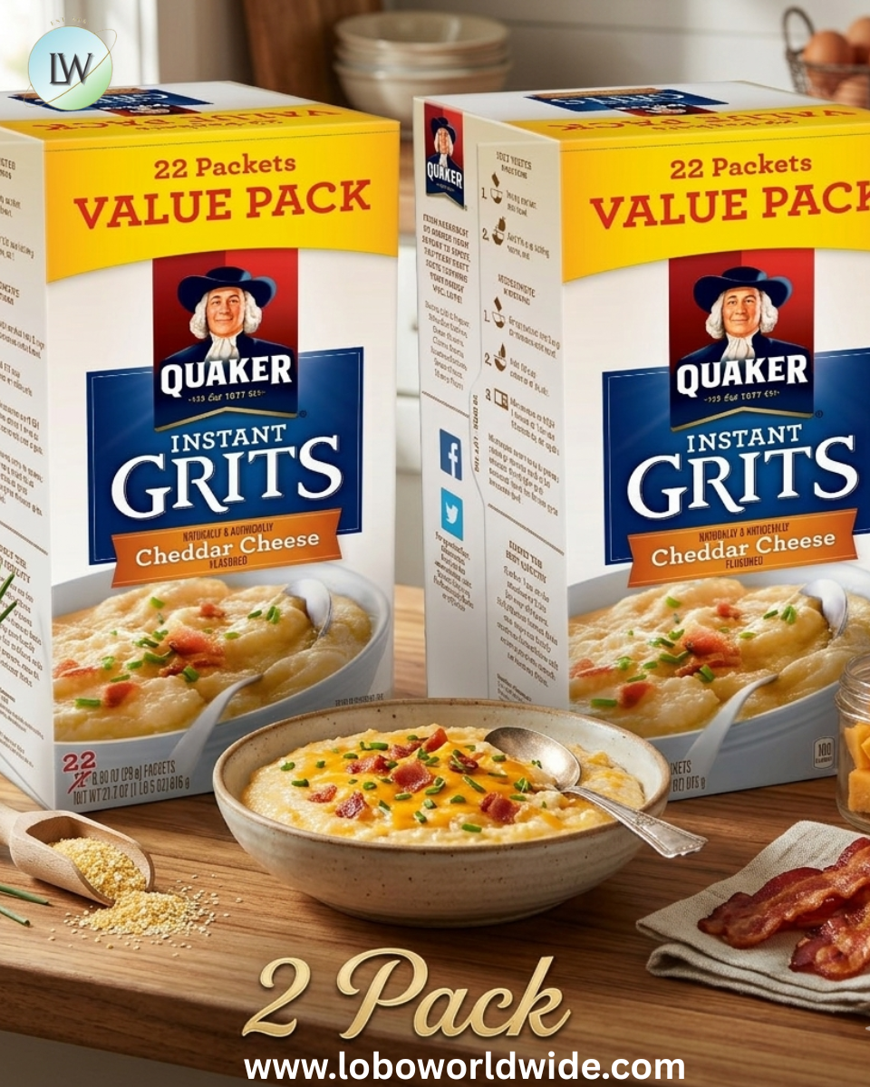 Quaker Instant Grits Cheddar Cheese Naturally Flavored, 0.98 oz 22 Count Box