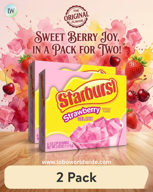 (2 pack) Starburst Gelatin Dessert Mix, Fat-free, 6 Servings, 3.93 oz Cardboard Box