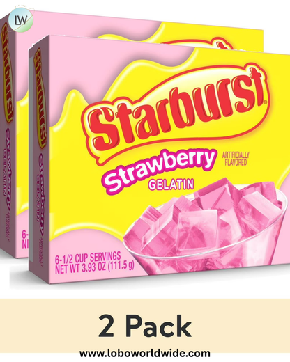 (2 pack) Starburst Gelatin Dessert Mix, Fat-free, 6 Servings, 3.93 oz Cardboard Box