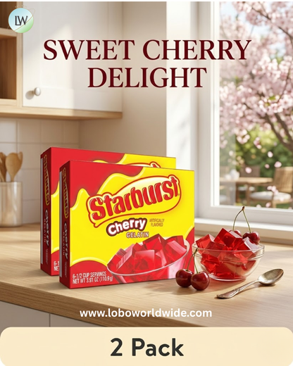 (2 pack) Starburst Gelatin Dessert Mix, Fat-free, 6 Servings, 3.93 oz Cardboard Box
