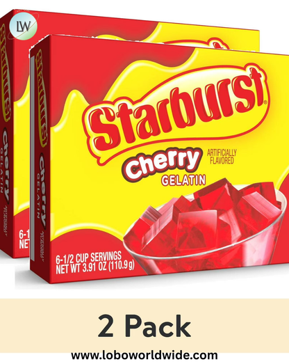(2 pack) Starburst Gelatin Dessert Mix, Fat-free, 6 Servings, 3.93 oz Cardboard Box