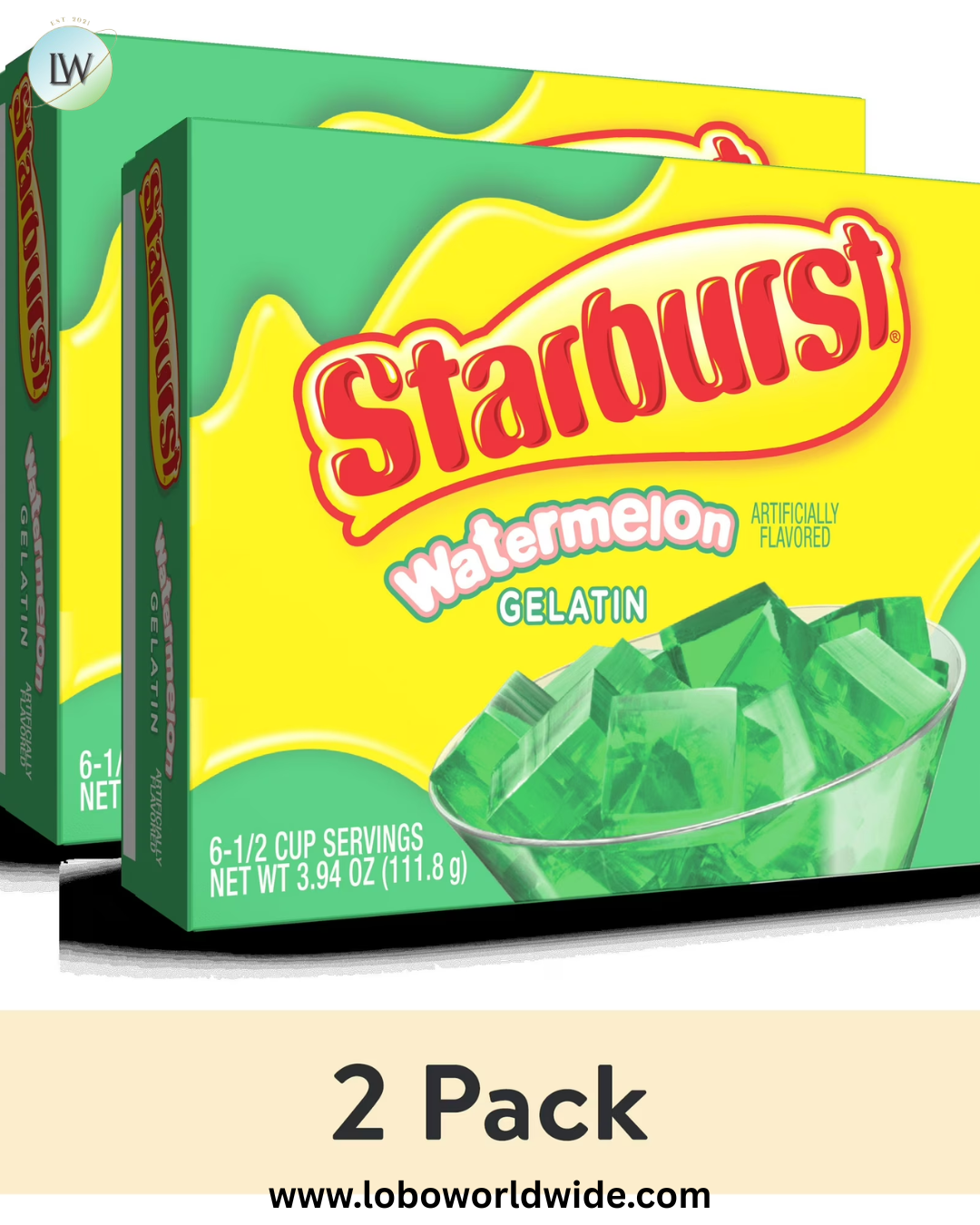 (2 pack) Starburst Gelatin Dessert Mix, Fat-free, 6 Servings, 3.93 oz Cardboard Box