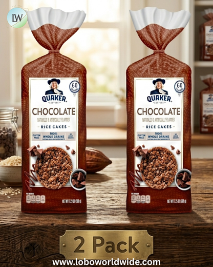 (2 pack) Quaker Rice Cakes, Whole Grain Chocolate, Gluten Free, 7.23 oz