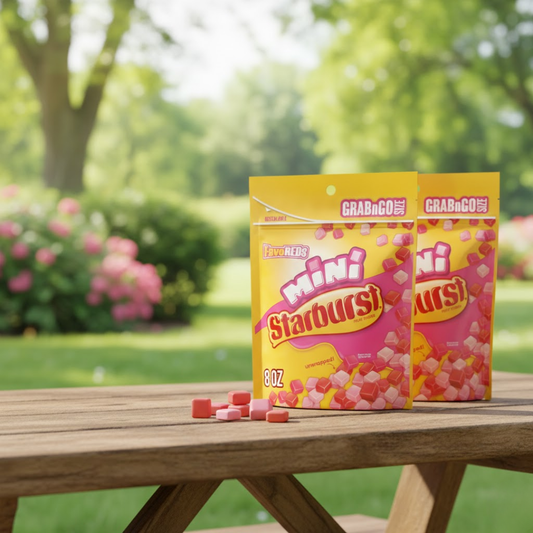 (2 pack) Starburst Favereds Minis Fruit Chewy Candy Grab N Go, 8 oz Bag