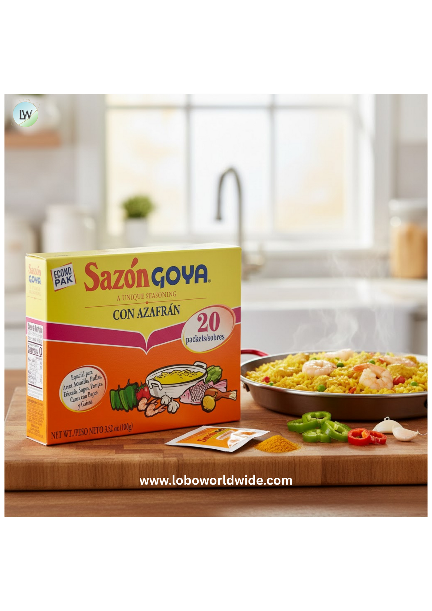 Goya 3.52 oz. Sazon with Saffron Seasoning Packets - 20/Box