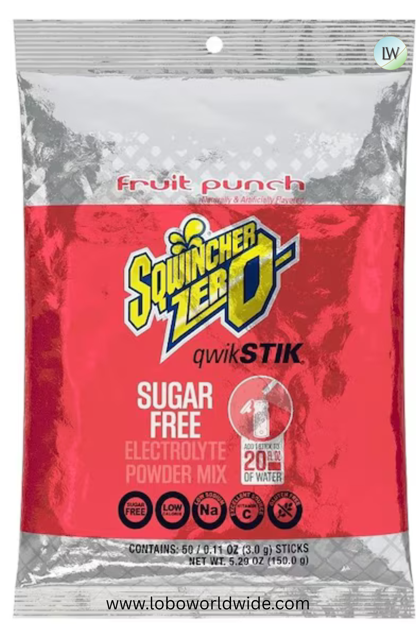 Sqwincher Qwik Stik ZERO Series Drink Mix, Sugar-Free, Powder, Fruit Punch Flavor, 0.11 oz Stick - (Pack of 10)