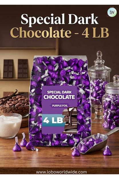 Special Dark Chocolate - 4 LB (Approx. 400 pcs) - Bulk Individually Wrapped Purple Foil Candy