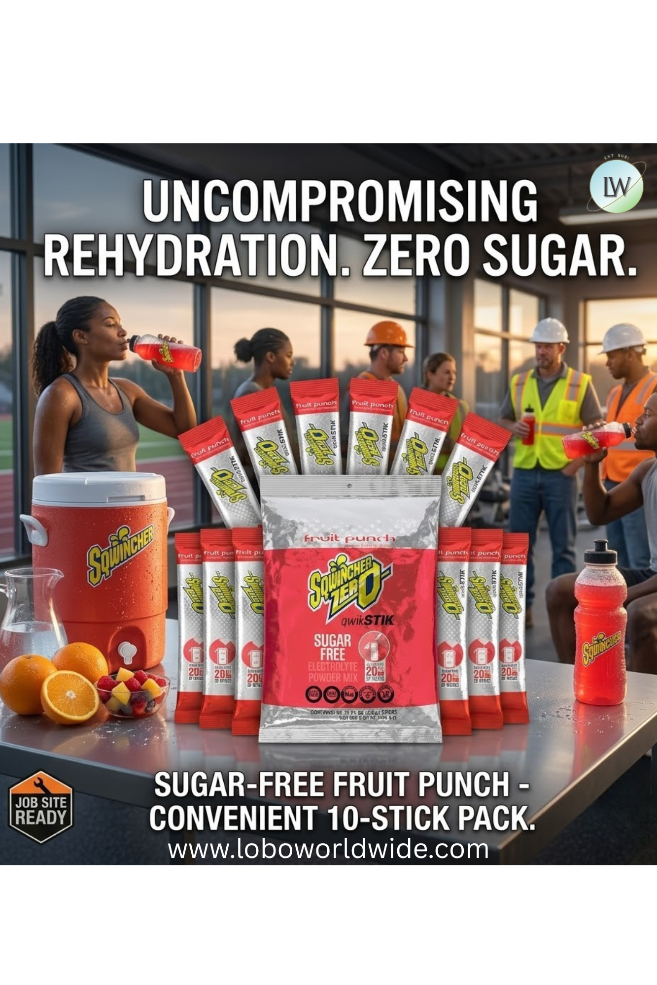 Sqwincher Qwik Stik ZERO Series Drink Mix, Sugar-Free, Powder, Fruit Punch Flavor, 0.11 oz Stick - (Pack of 10)