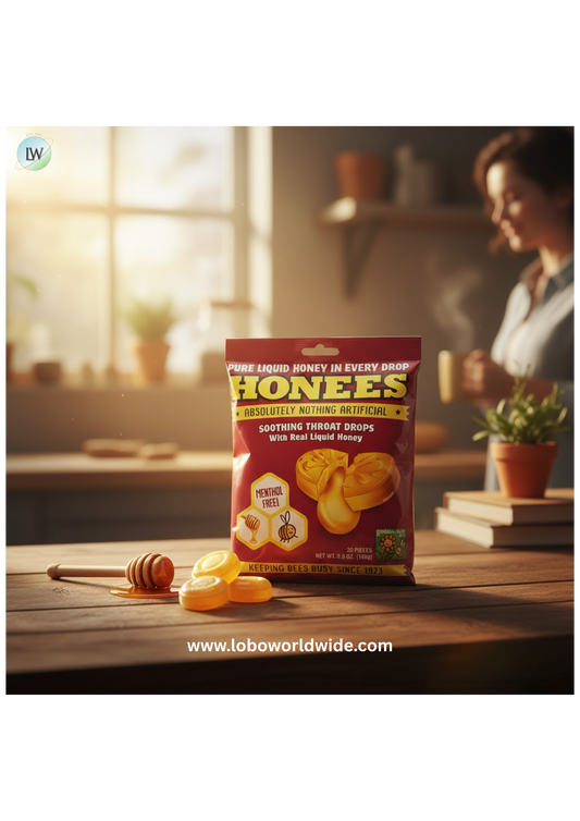 Honees Soothing Throat Drops Liquid Honey 2 Bags