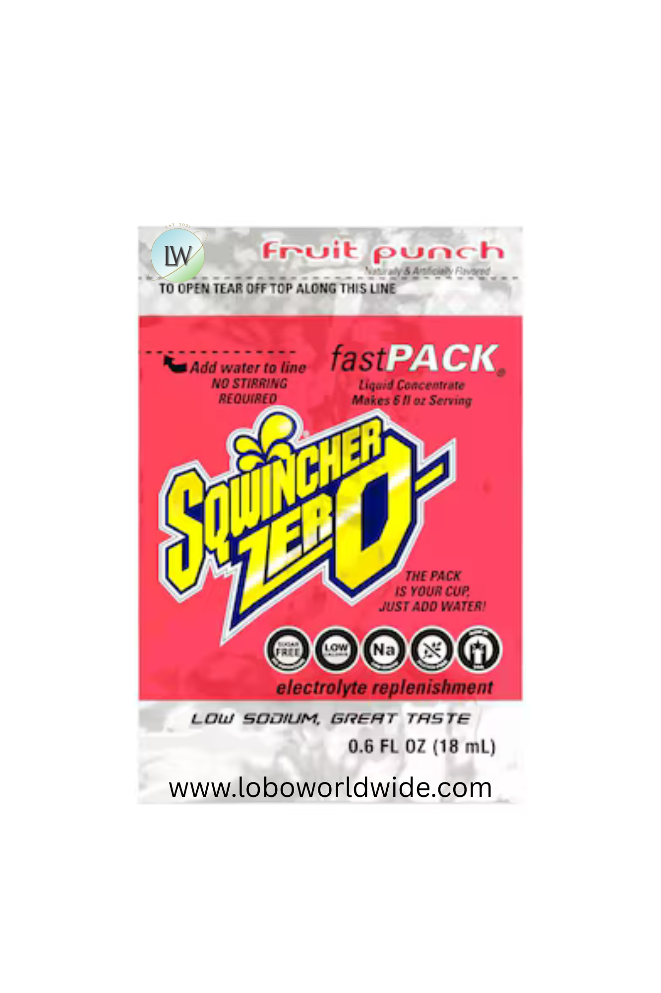 Sqwincher Sugar Free Sports Drink Mix Liquid Concentrate 0.6 oz., Fruit Punch, Pk50