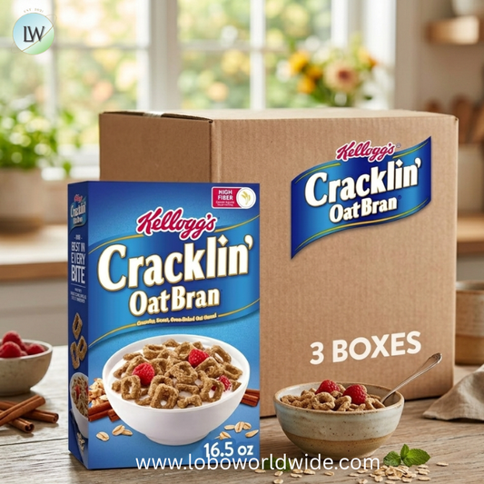 Kellogg's Cracklin' Oat Bran Breakfast Cereal, Fiber Cereal, Family Cereal, Original (3 Boxes)